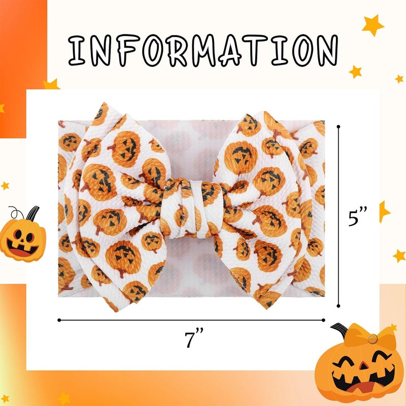 ONENINEDREAM 7’’ Pumpkin Bows for Baby Girls Halloween Girl Headbands Baby Bow Girl Outfits Pumpkins Hair Accessories for Newborn Infant Toddler Clothes - Image 4